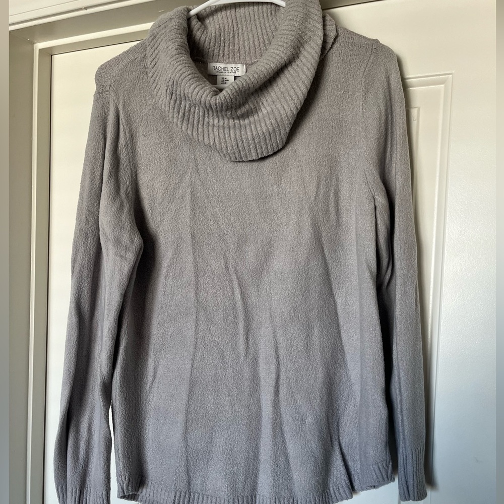 Large grey cowl neck sweater, Marshall’s. Very comfortable.